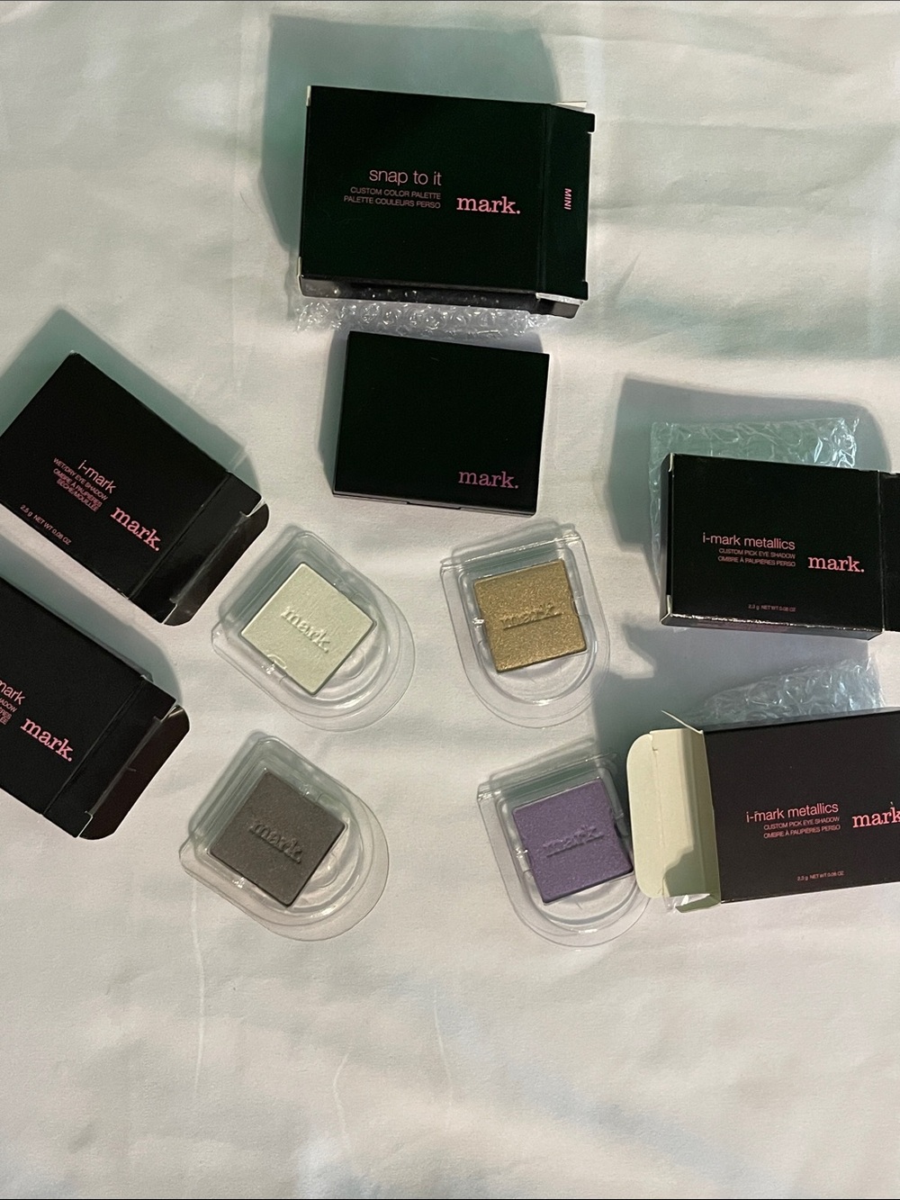 mark. Single Eyeshadows in Gold, Lavender, Silver, White